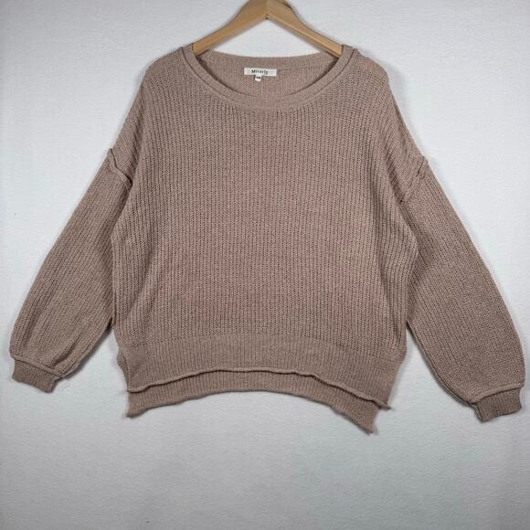 Miracle Sweaters - Miracle USA Waffle Knit Oversized Sweater Womens Pullover Slouchy Size S/M Tan